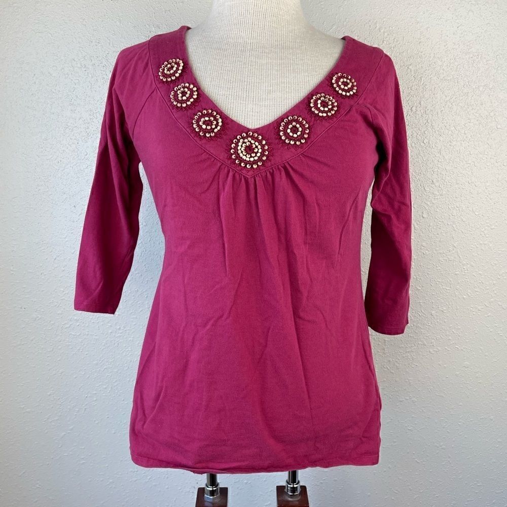 Liz Claiborne Three Quarter Sleeve Top Size S EUC